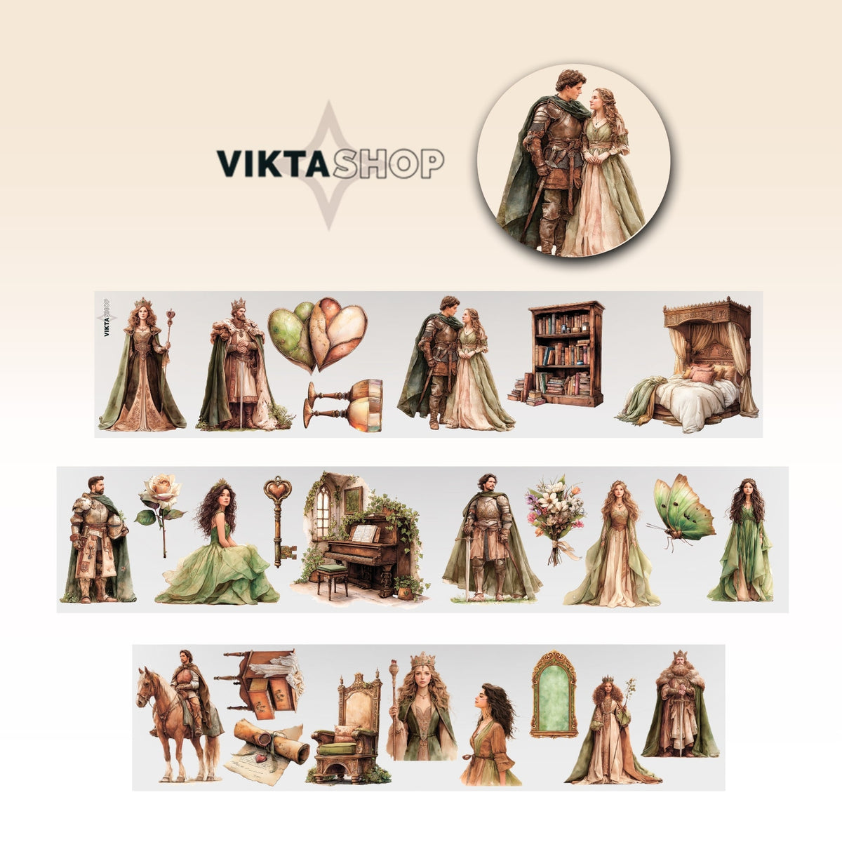 Viktashop medieval Character PET Tape 9cm x 125cm - ViktaShop
