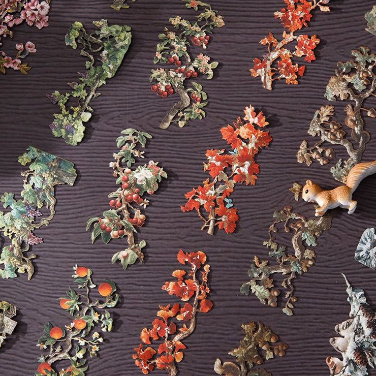 Vintage Leaf Series Paper Stickers 6 Styles 20 Pcs - ViktaShop