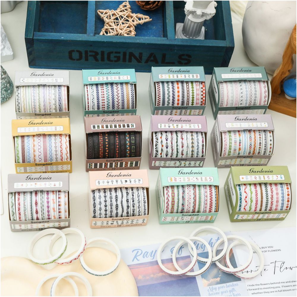Washi Tape Set 10 Rolls 5mm - ViktaShop