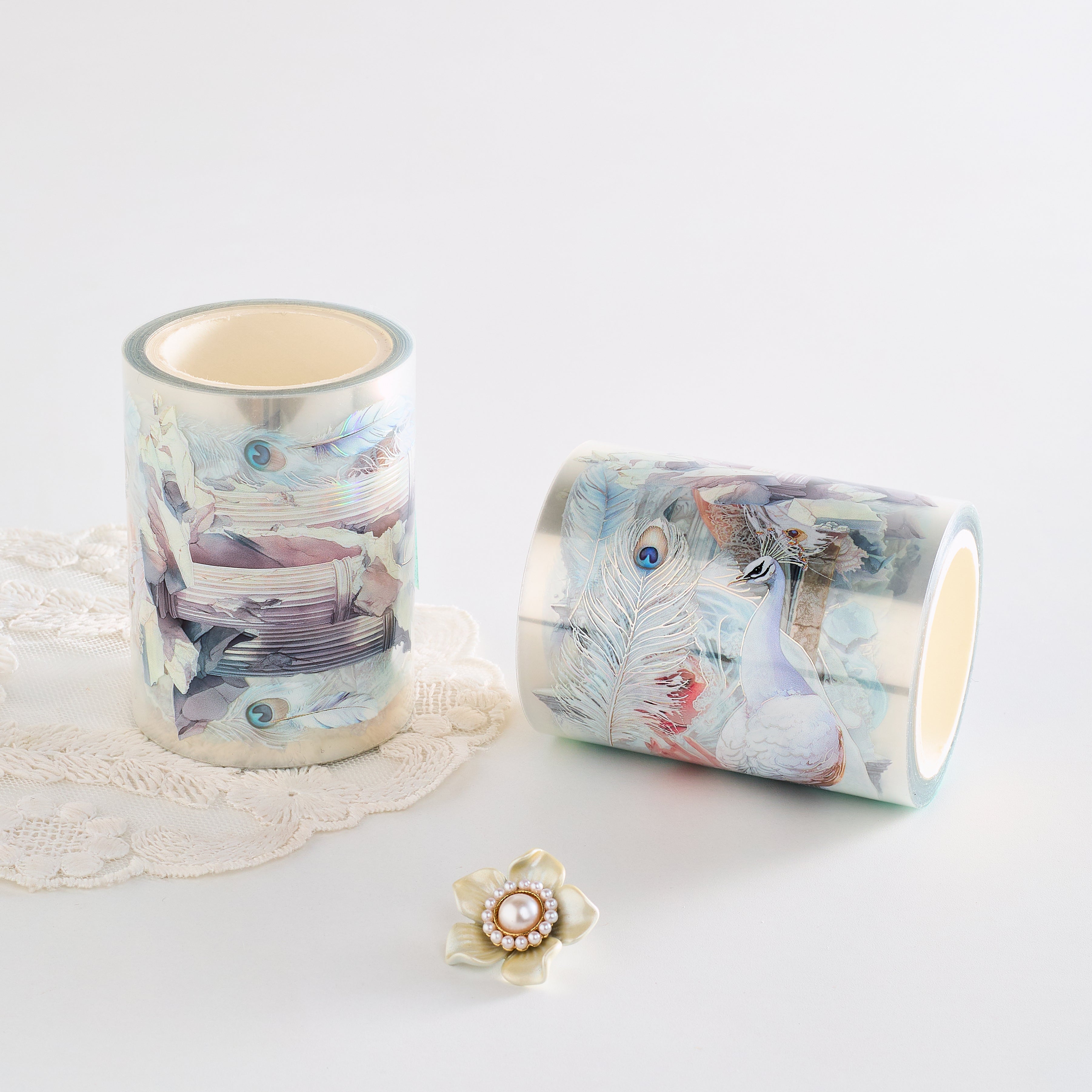 Shiimmer White Peacock PET Tape 6cm x 1m