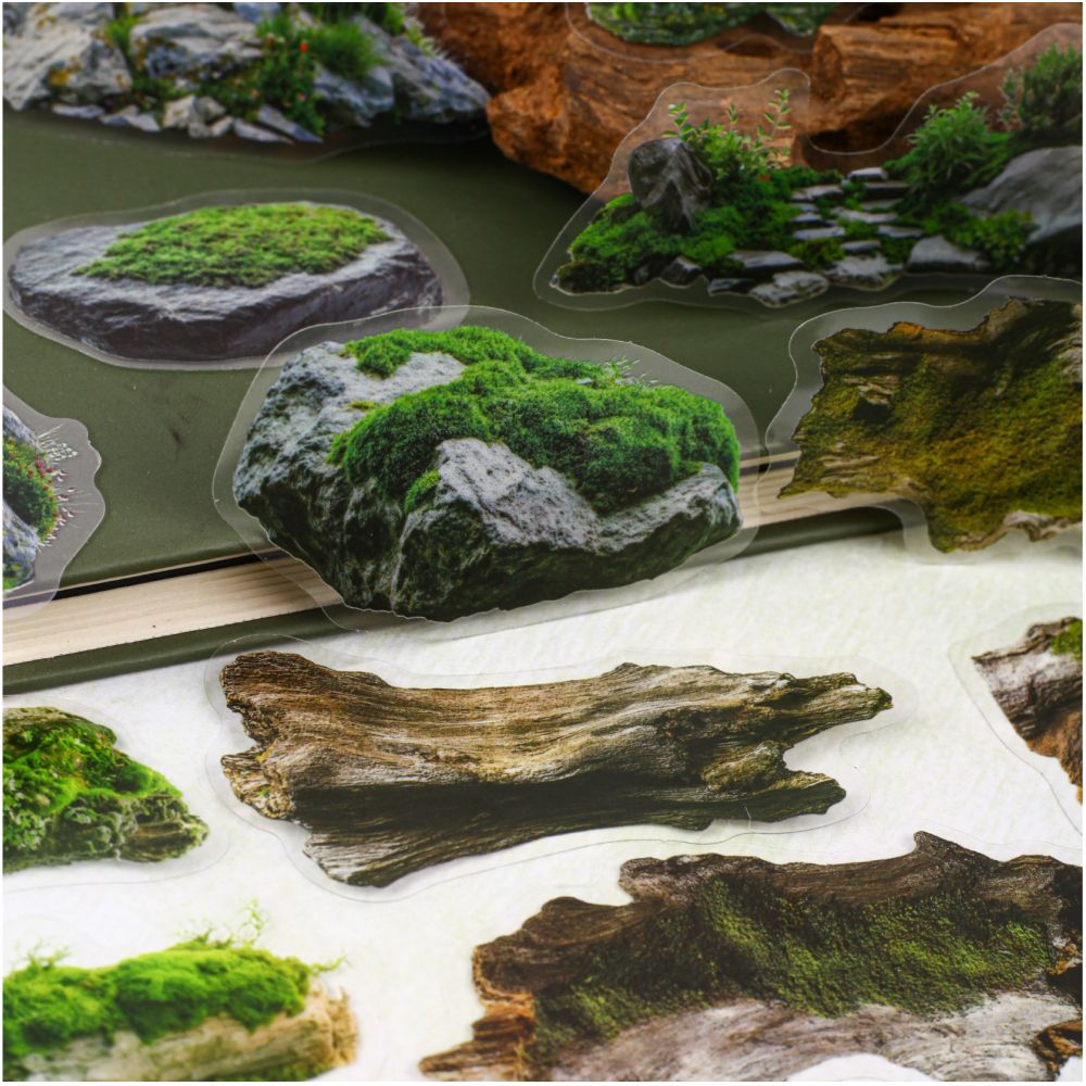 Moss Series Wood Theme PET Stickers 20 Sheets 6 Styles image 0