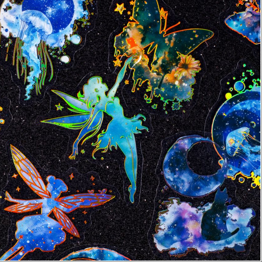 Stargazing Series Cold Foil Laser PET Stickers 16 Sheets 6 Designs image 0
