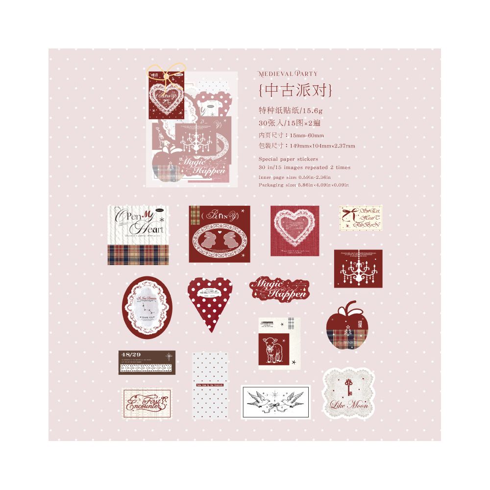 Artistic Hand Drawn Paper Stickers 30 Sheets 4 Styles