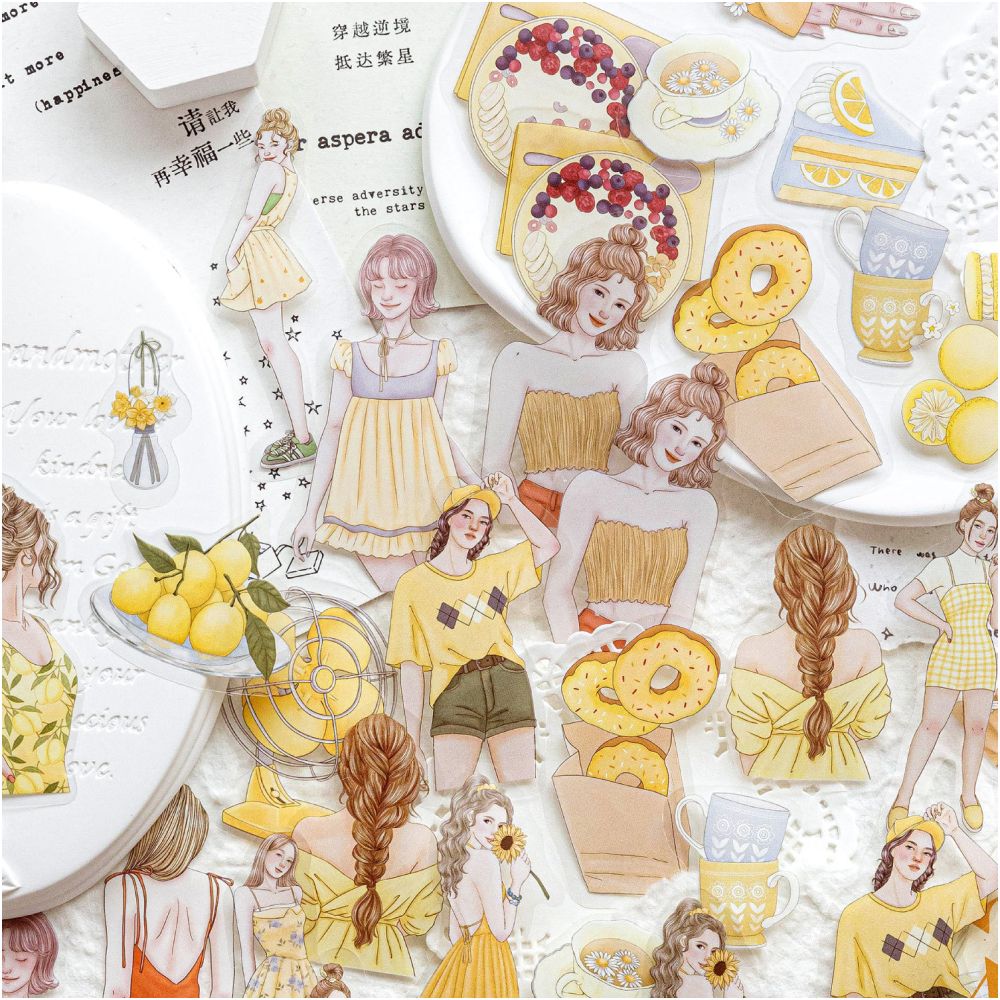 Girl s Travelogue Series Characters PET Stickers 40 Sheets 6 Designs image 3
