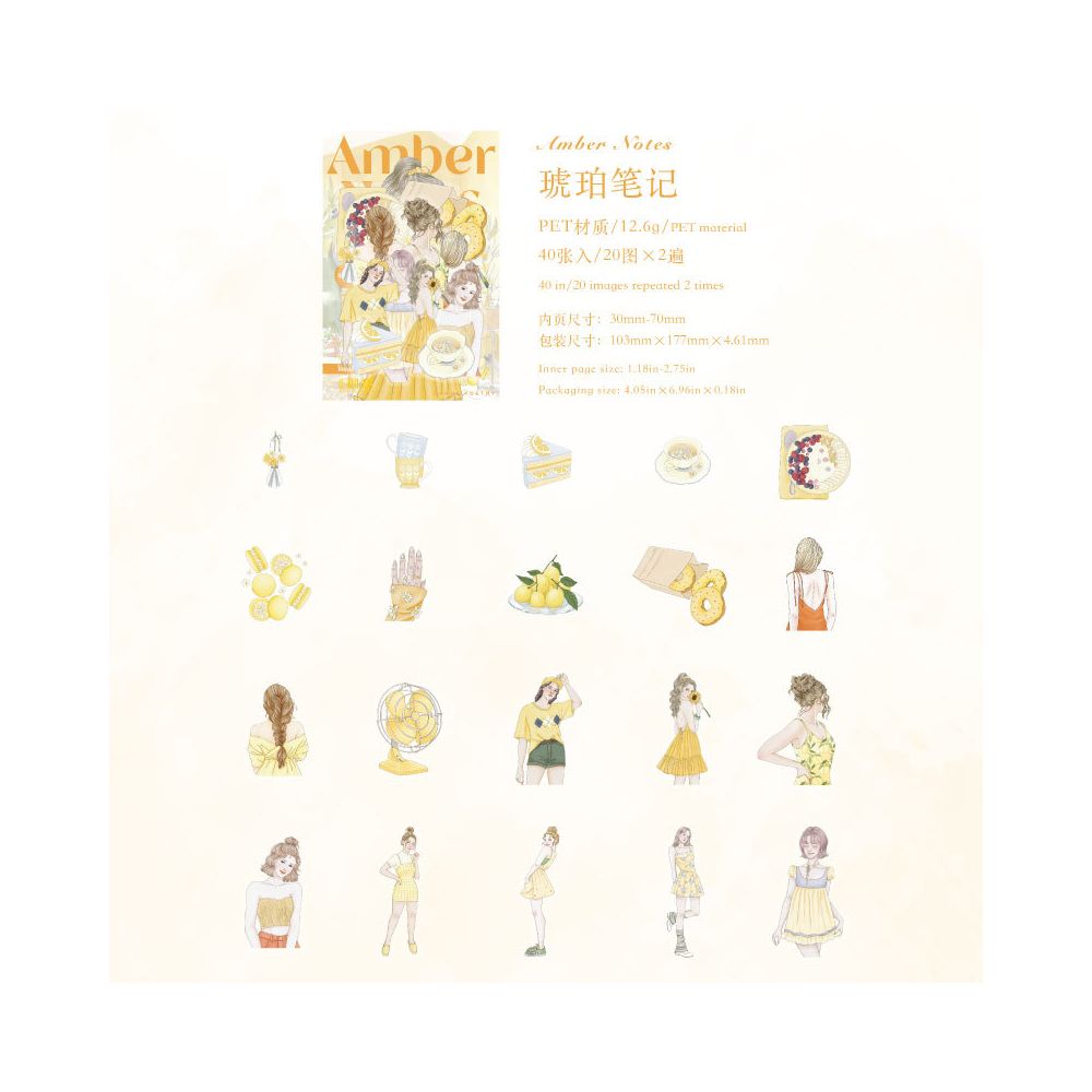 Girl s Travelogue Series Characters PET Stickers 40 Sheets 6 Designs