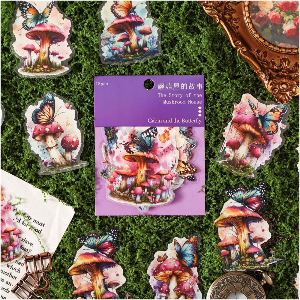 Mushroom House Story Series PET Stickers 18 Sheets 6 Design image 2