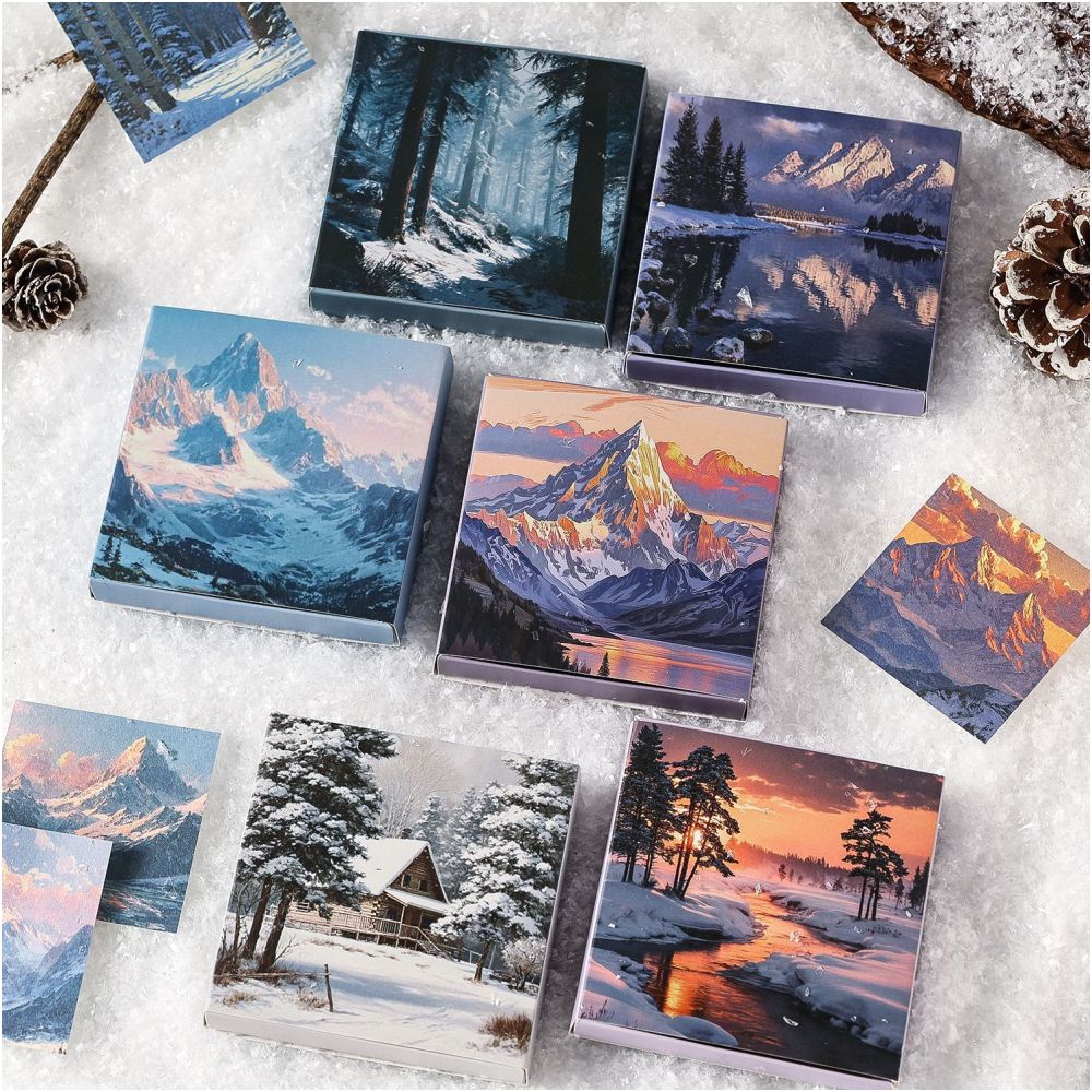 Winter Snow Series Background Material paper 24 Sheets 6 Designs image 0