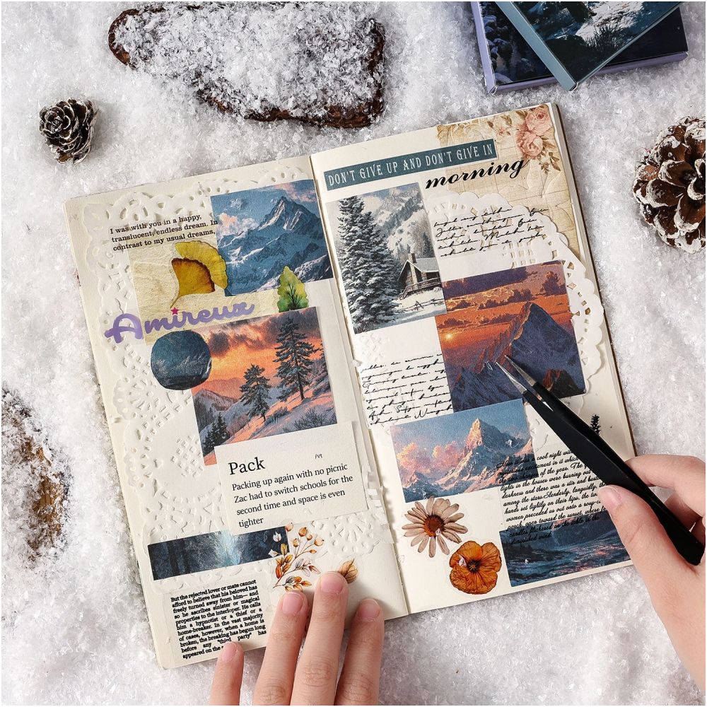 Winter Snow Series Background Material paper 24 Sheets 6 Designs image 1