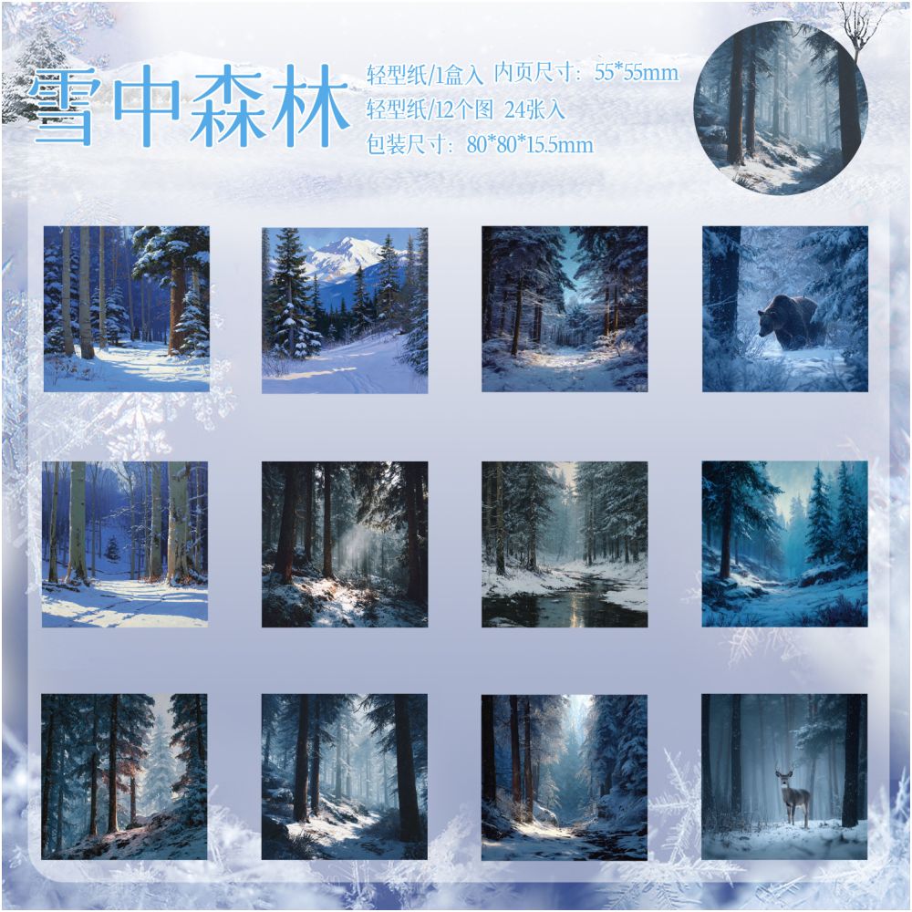 Winter Snow Series Background Material paper 24 Sheets 6 Designs