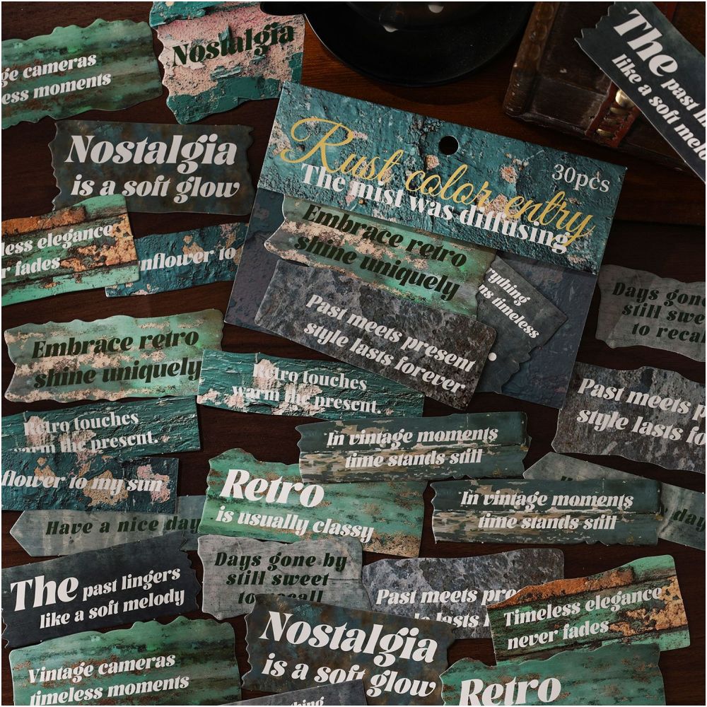 Rusty Word Series Vintage Hard Card Stickers 30 Sheets 6 Styles image 3