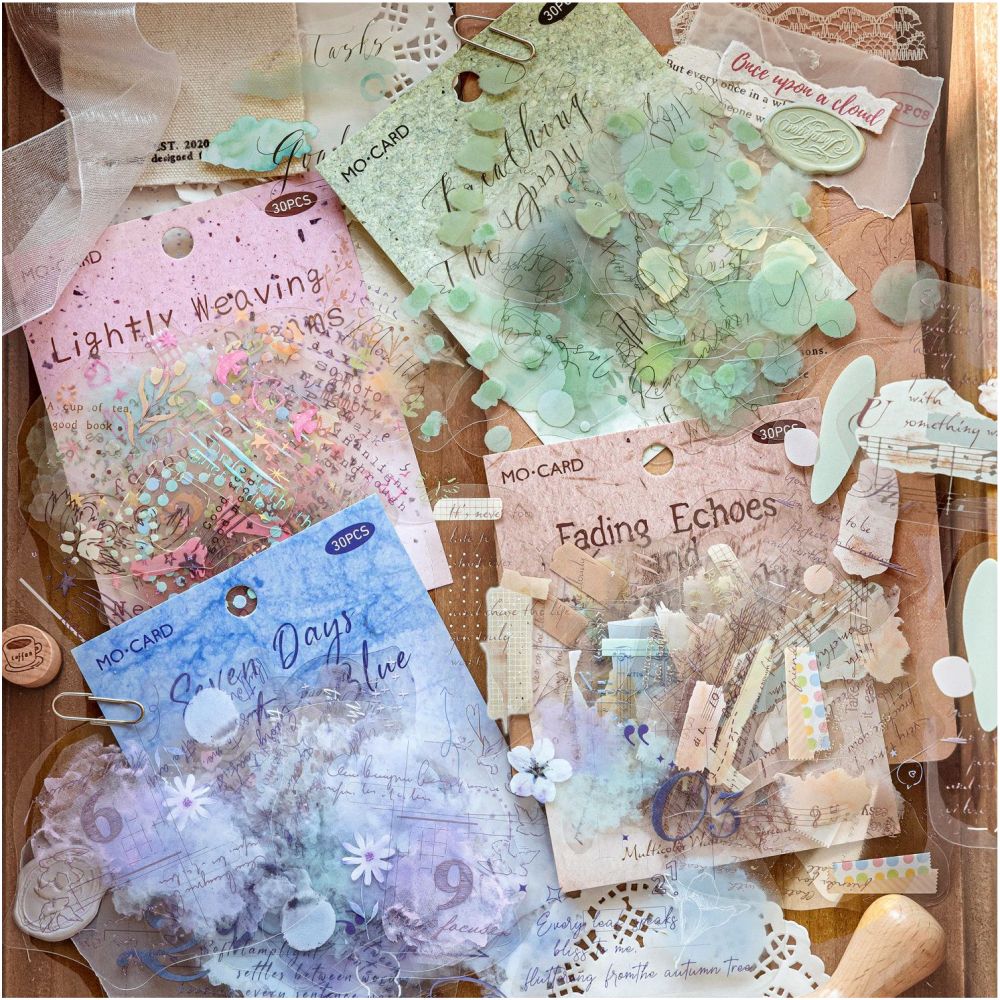 Watercolor Series PET Stickers 30 Sheets 4 Styles image 1