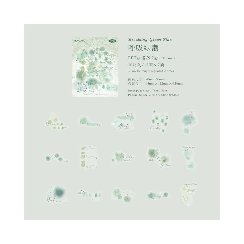 Watercolor Series PET Stickers 30 Sheets 4 Styles - ViktaShop
