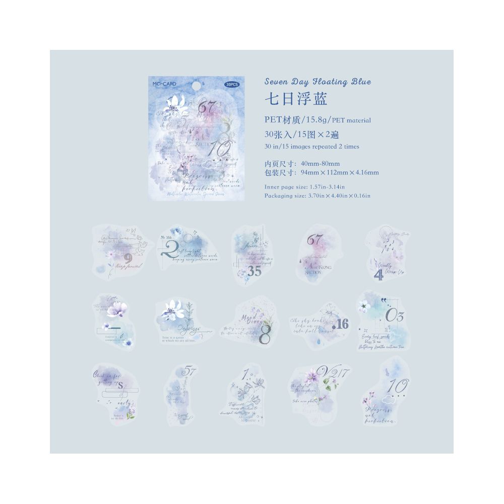 Watercolor Series PET Stickers 30 Sheets 4 Styles - ViktaShop