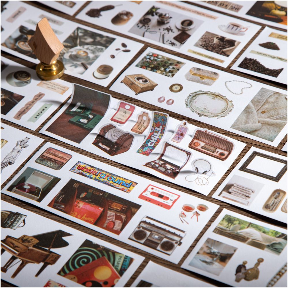 A Vintage Book Series Retro Sticker Book 18 Sheets 4 Designs image 1