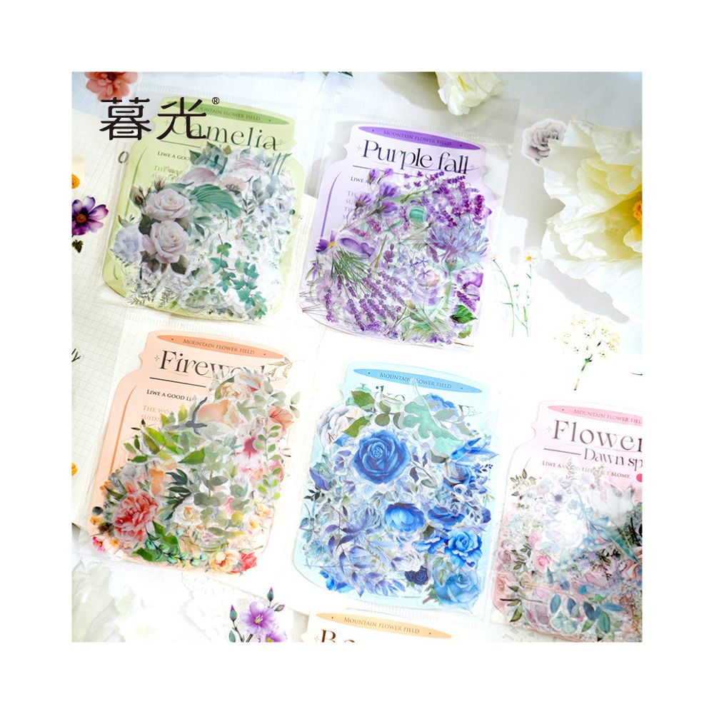 Twilight Mountain Wildflower Series PET Stickeras 6 Designs 50 Pcs image 0
