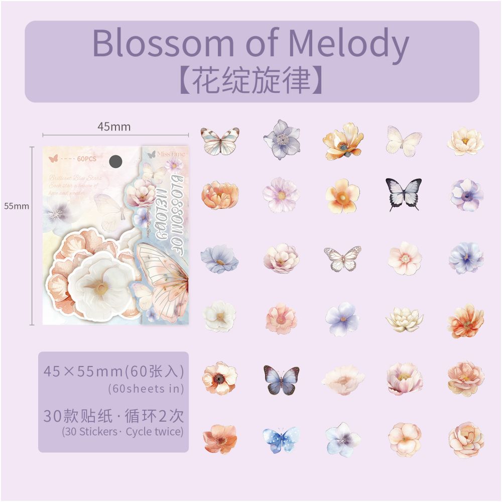 Starry Sky Series Paper Stickers 60 sheets 8 designs - ViktaShop