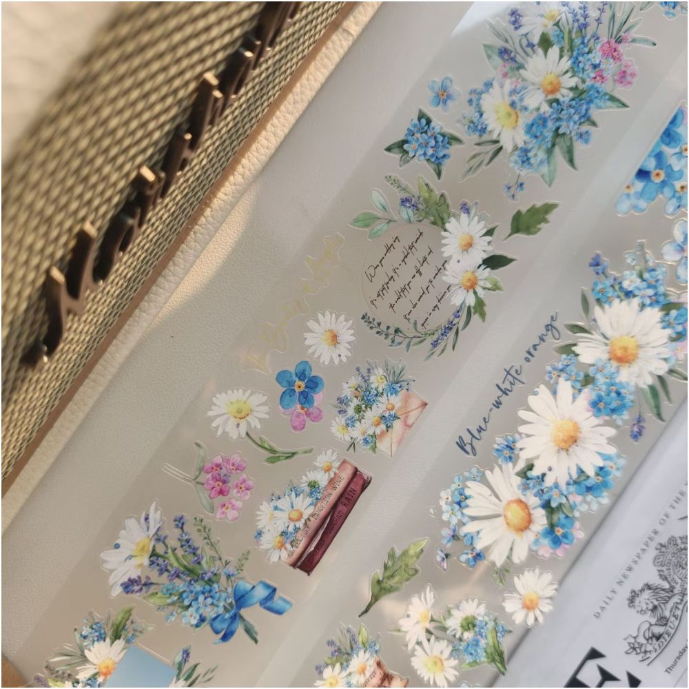 Blue and White Chrysanthemum PET Tape 6cm x 3m