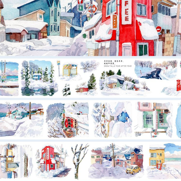 Winter street snow scenery PET tape 7cm x 1m image 1