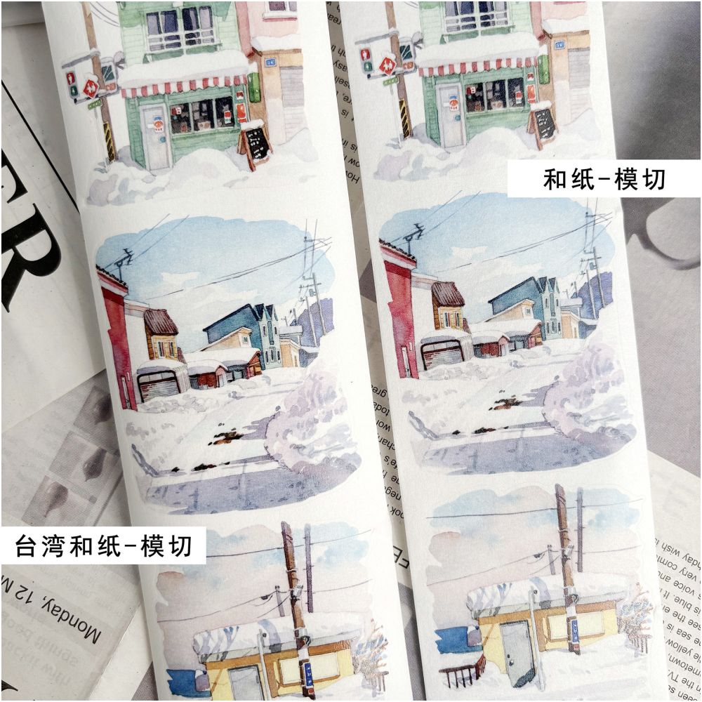 Winter street snow scenery PET tape 7cm x 1m image 4