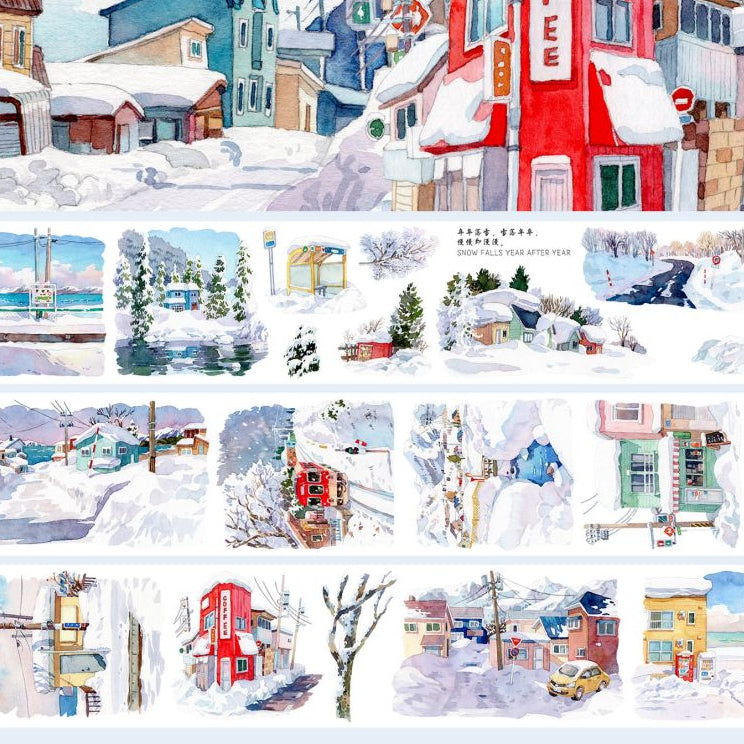 Winter street snow scenery PET tape 7cm x 1m image 0