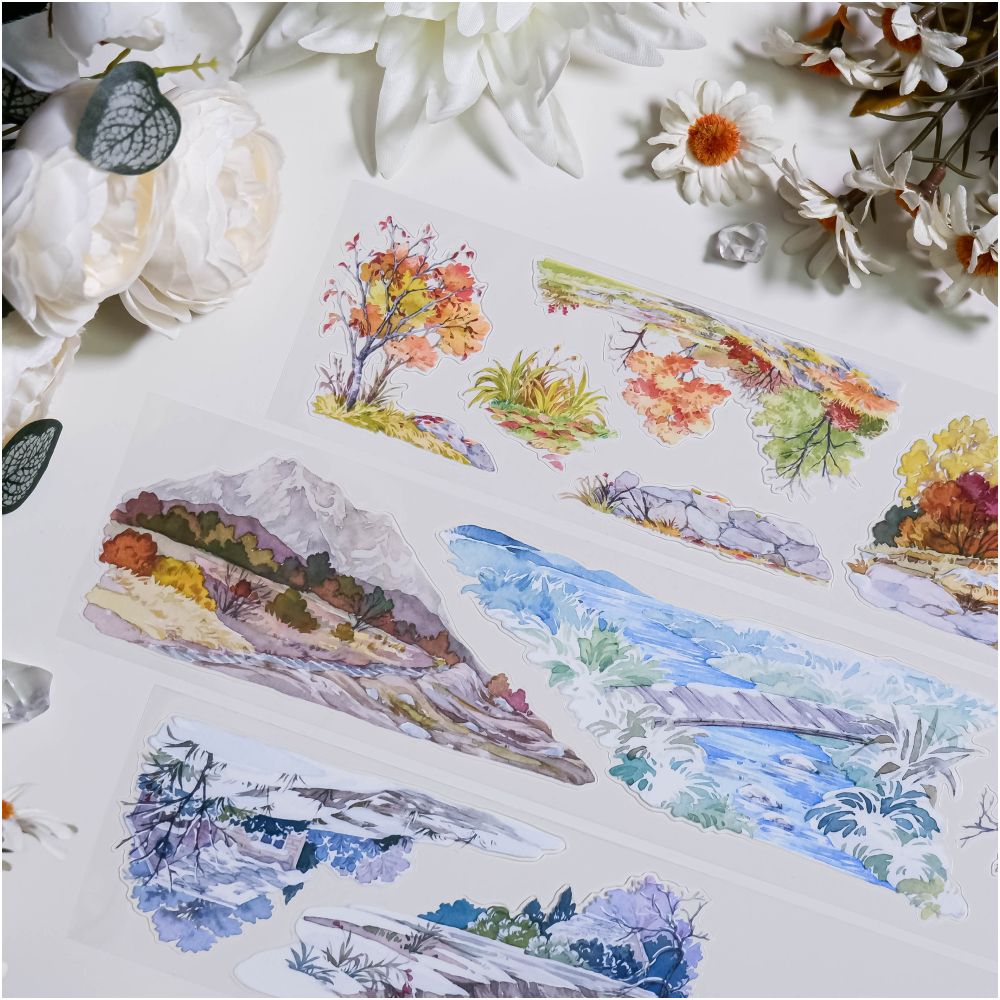 Landscape antique style summer winter PET Tape 6cm x 1m image 1