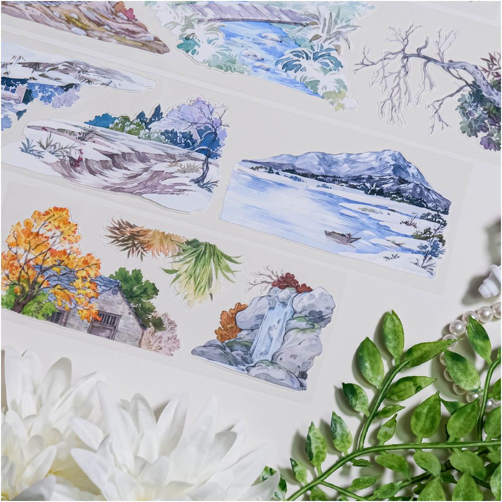 Landscape antique style summer winter PET Tape 6cm x 1m image 2