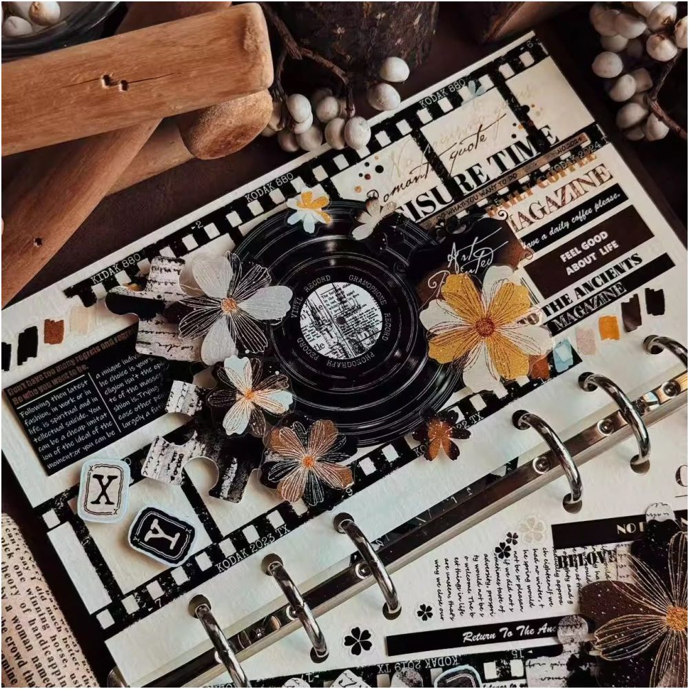 Linlanxi Original Account Tape New Retro Life Old Film Series Decorative Tape Long Loop Full Roll image 4