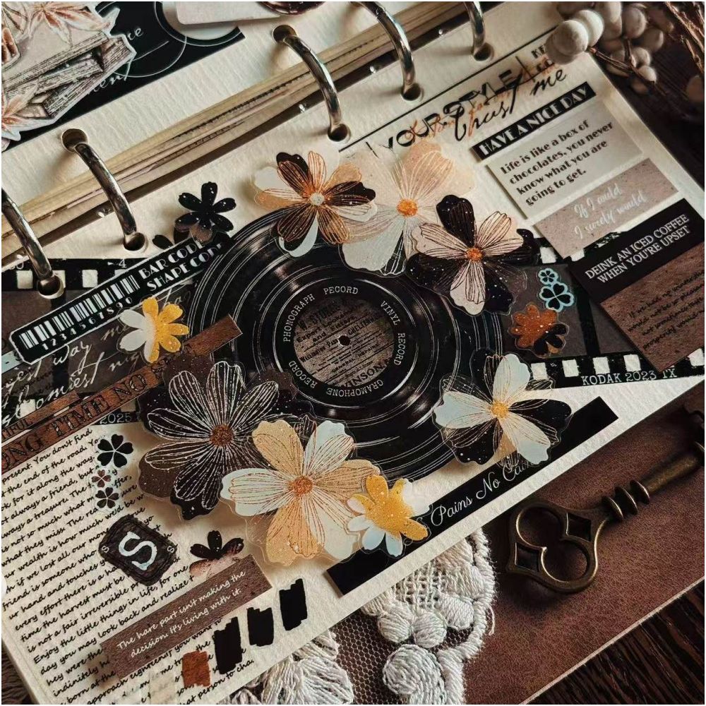 Linlanxi Original Account Tape New Retro Life Old Film Series Decorative Tape Long Loop Full Roll image 5