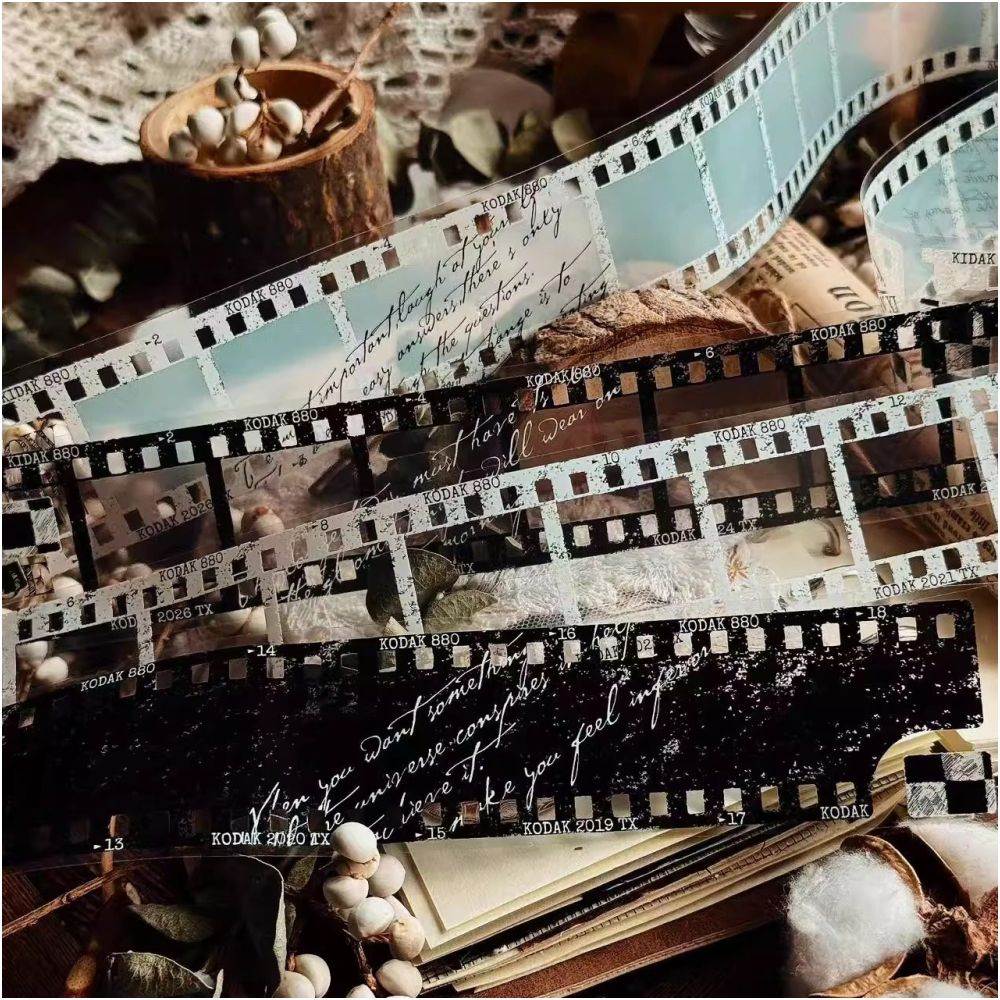Linlanxi Original Account Tape New Retro Life Old Film Series Decorative Tape Long Loop Full Roll image 0