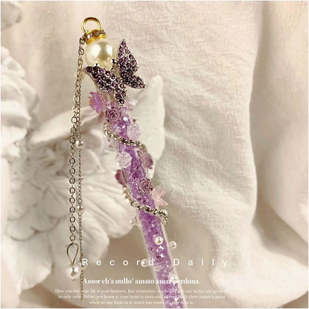 Rhinestone Butterfly tassel pen knife image 1