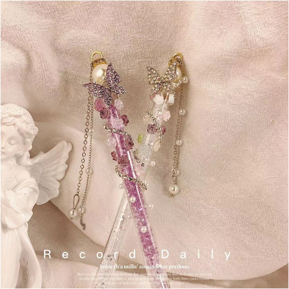 Rhinestone Butterfly tassel pen knife image 2