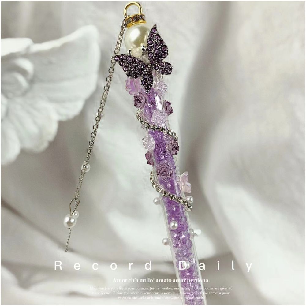 Rhinestone Butterfly tassel pen knife