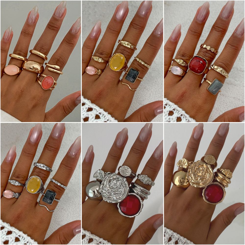 Gemstone retro style Ring set 5 variants image 0