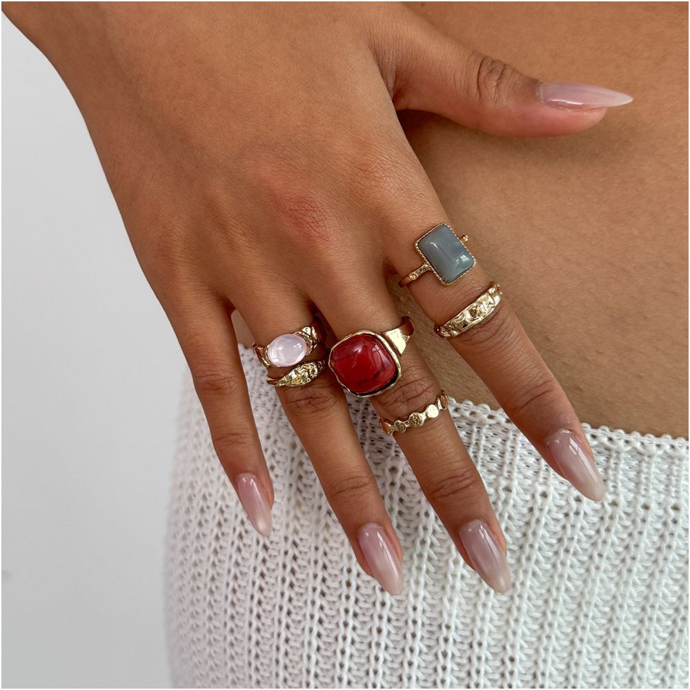 Gemstone retro style Ring set 5 variants image 1