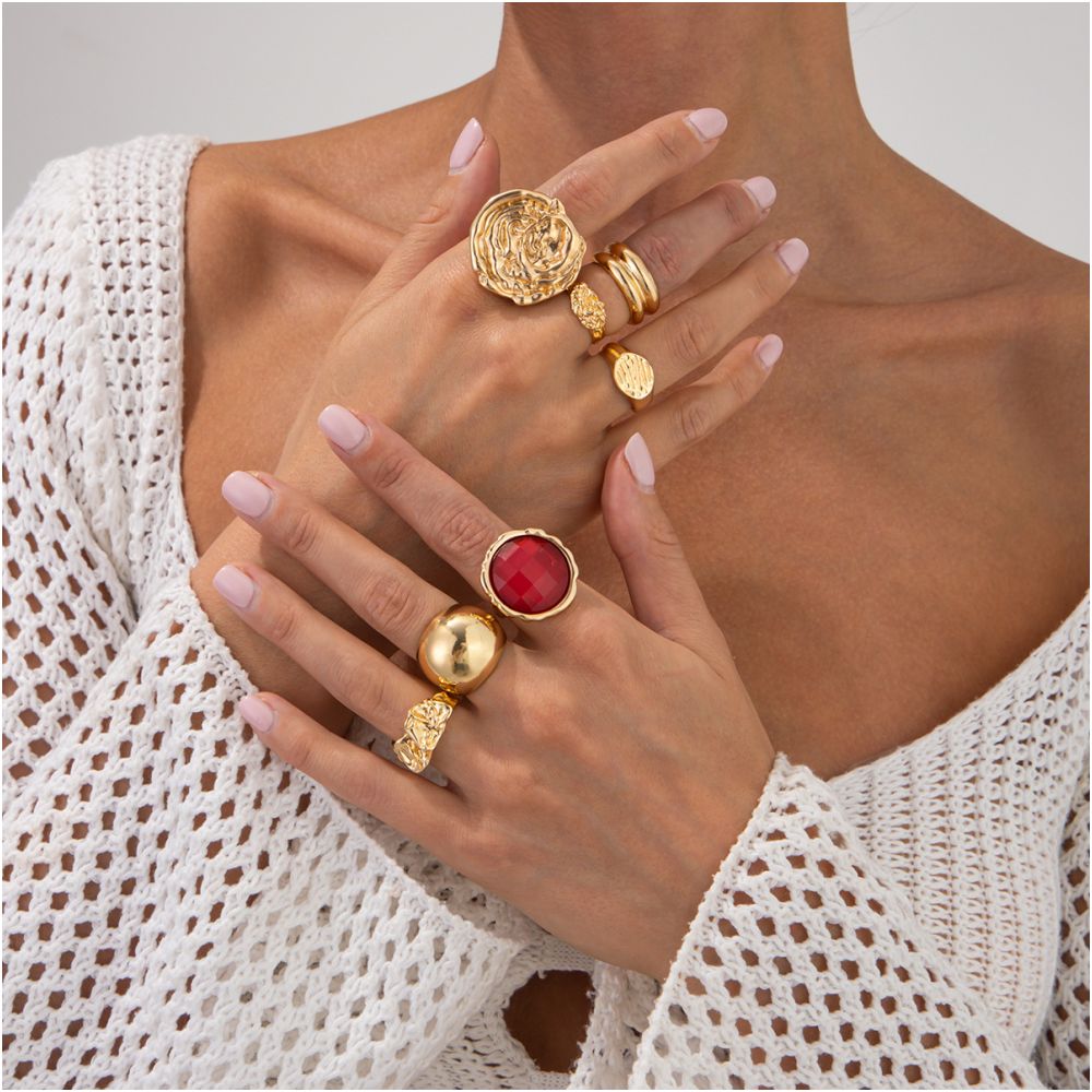 Gemstone retro style Ring set 5 variants image 2