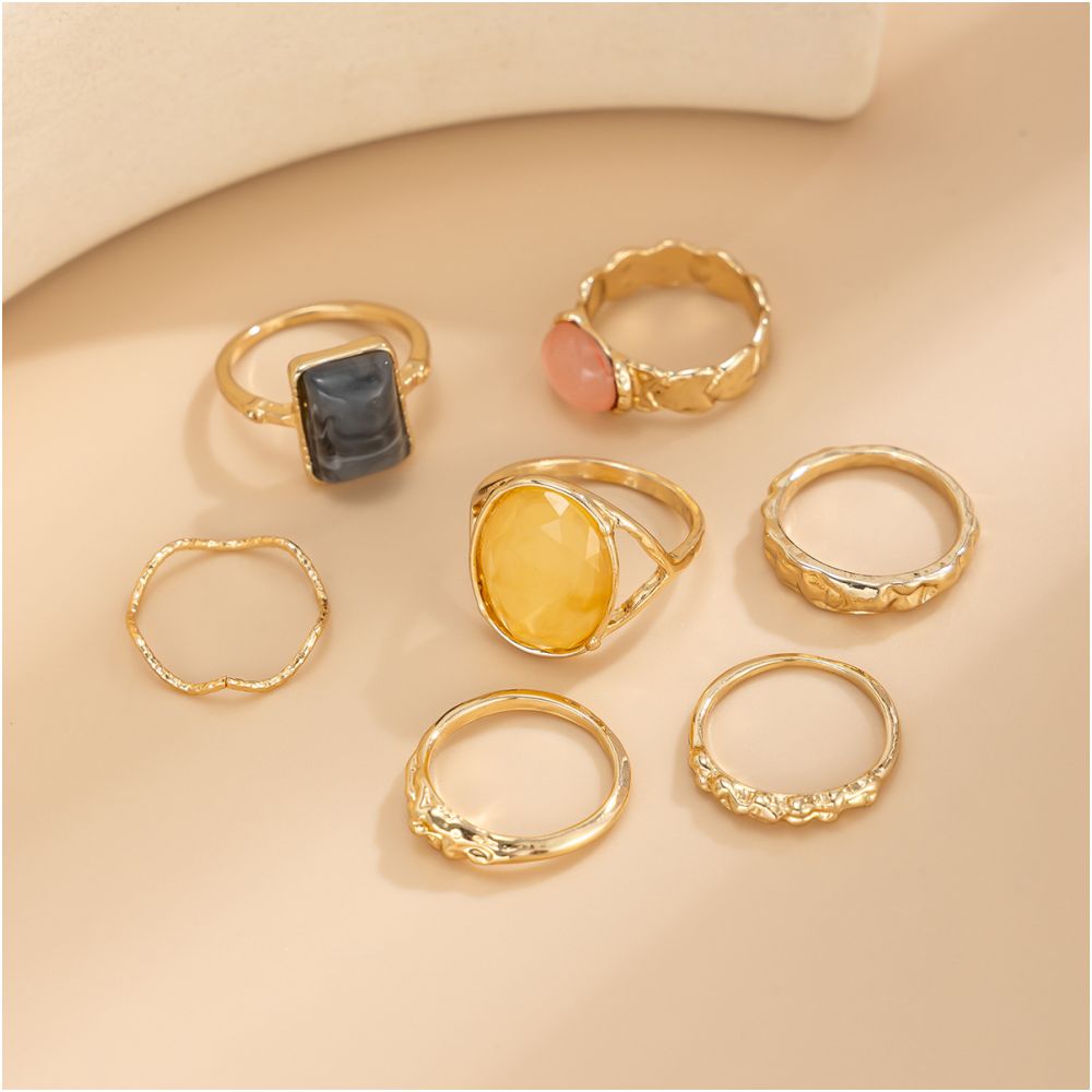 Gemstone retro style Ring set 5 variants image 3