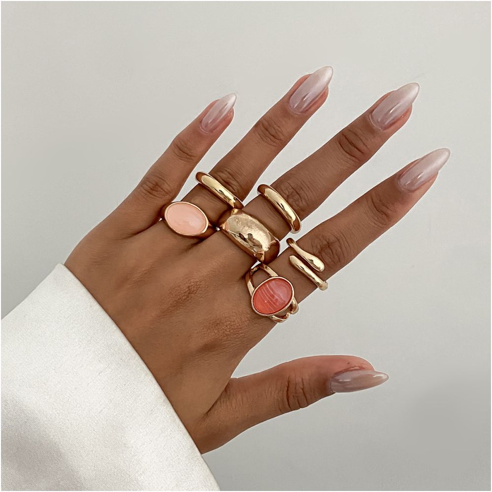 Gemstone retro style Ring set 5 variants