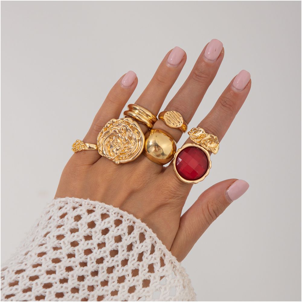 Gemstone retro style Ring set 5 variants