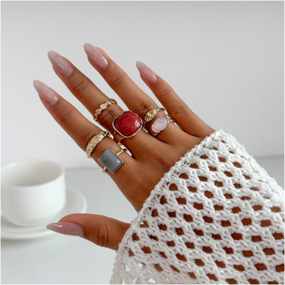 Gemstone retro style Ring set 5 variants