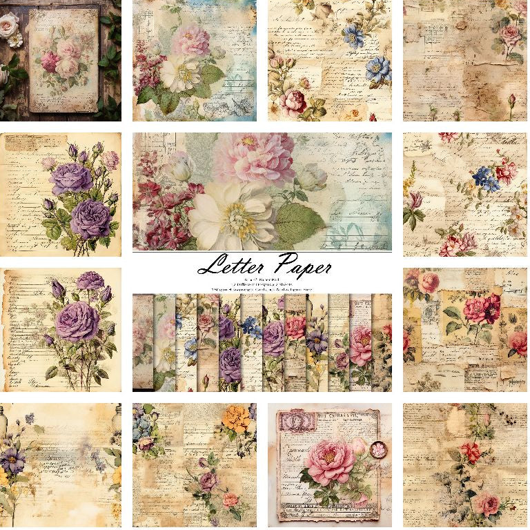 Flower Vintage Letter Material Paper