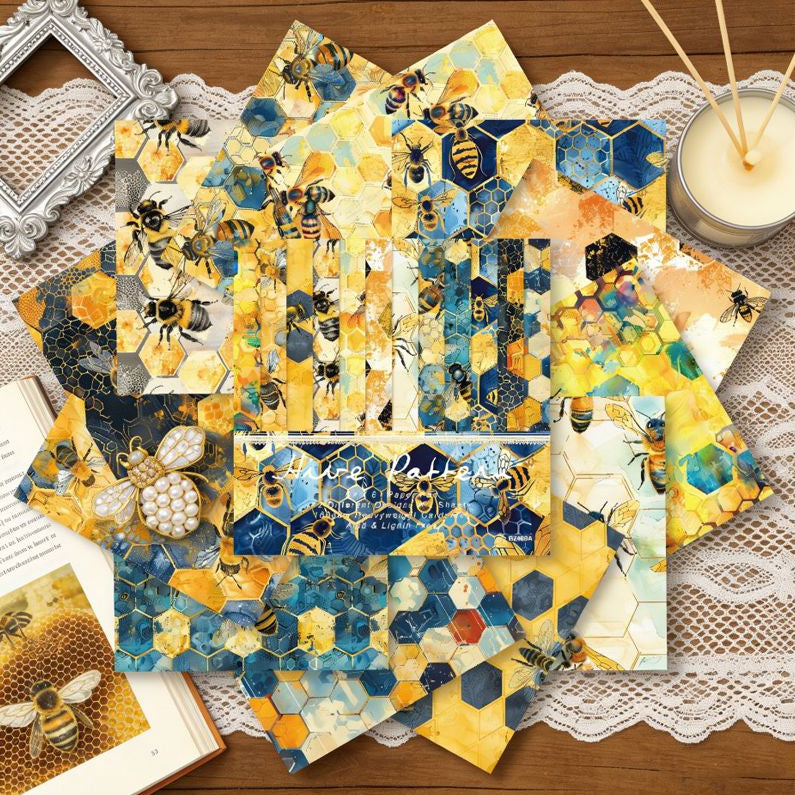 Bee theme background paper 24 sheets 12 designs image 1