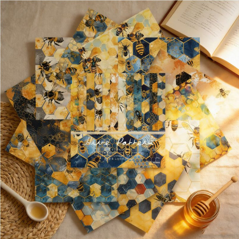 Bee theme background paper 24 sheets 12 designs image 2
