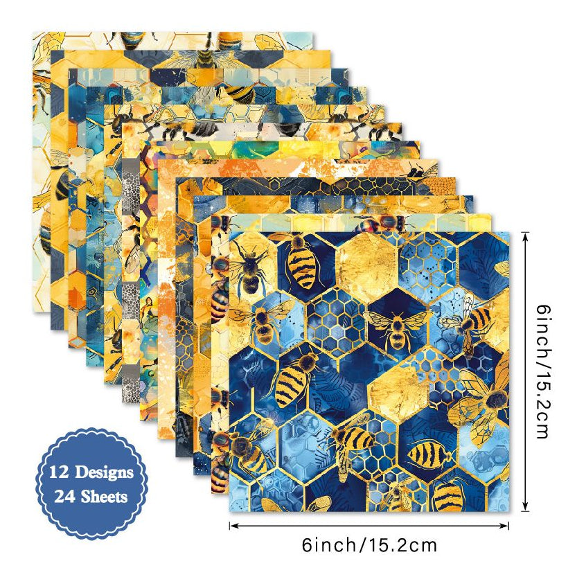 Bee theme background paper 24 sheets 12 designs image 4