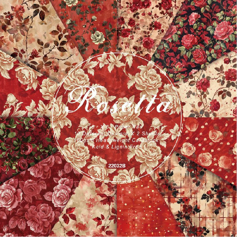 Rose flowers background paper 24 sheets 12 designs image 0