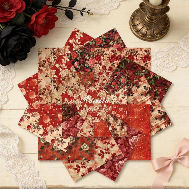 Rose flowers background paper 24 sheets 12 designs image 3
