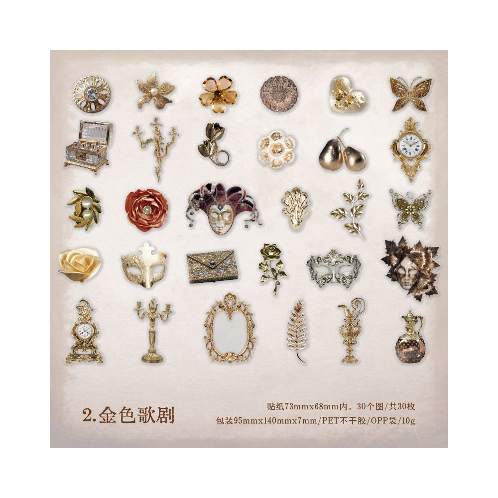 Retro Metal PET stickers 30 pieces 4 designs