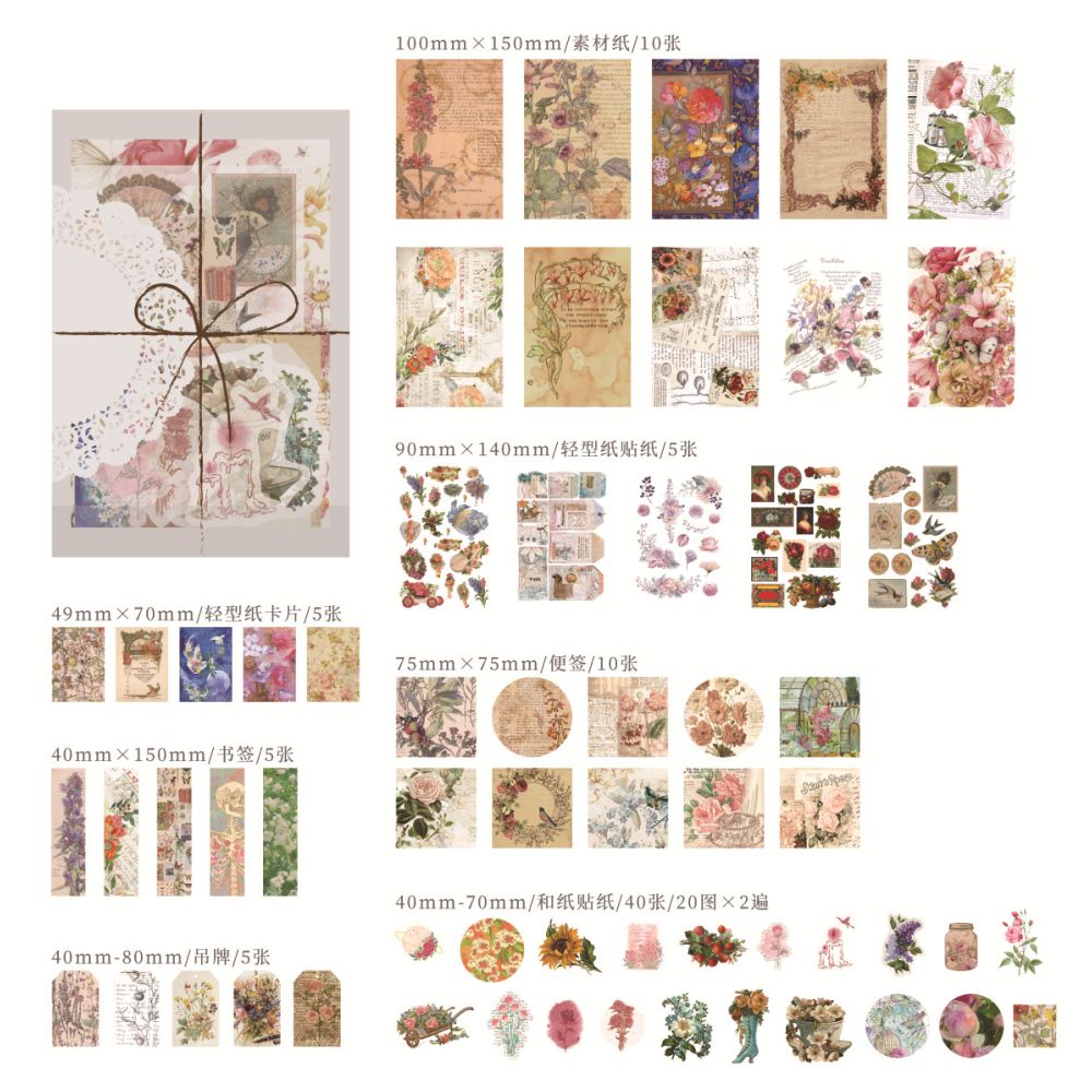 Retro Specimen Collection Paper stickers 83 Pieces 6 Designs