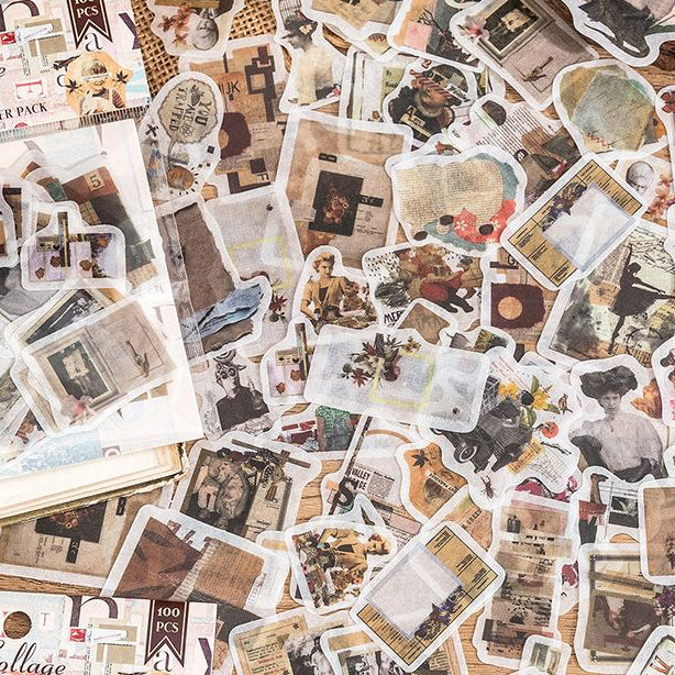 Momo Sticker Retro Journal 100 psc 6 Styles image 1