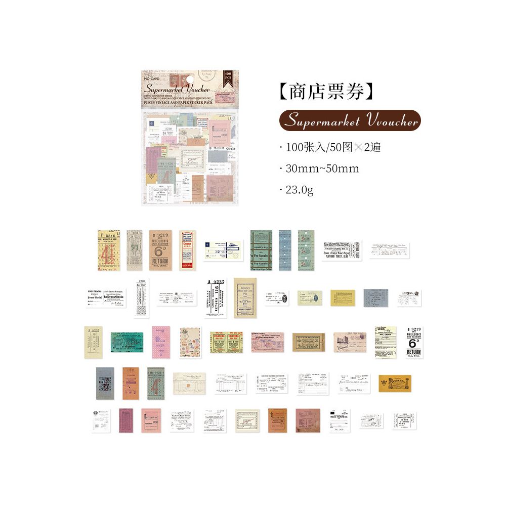 Momo Sticker Retro Journal 100 psc 6 Styles