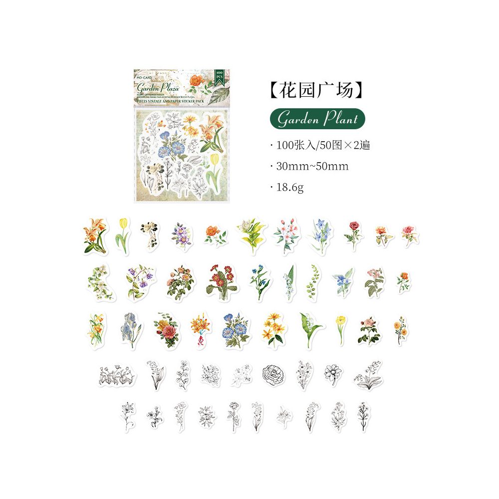 Momo Sticker Retro Journal 100 psc 6 Styles